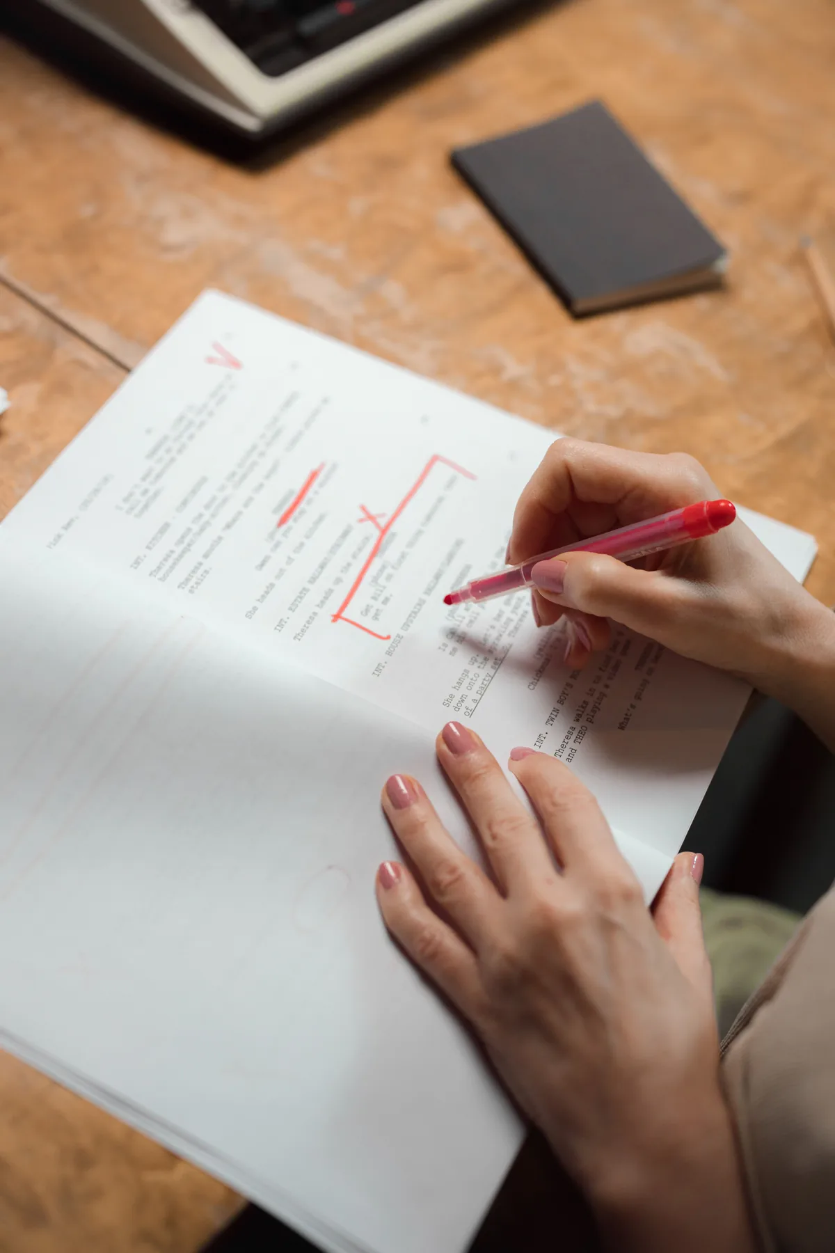 Editorial proofreading with a marked manuscript